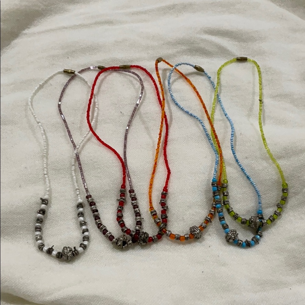 Seed bead necklaces with silver detail